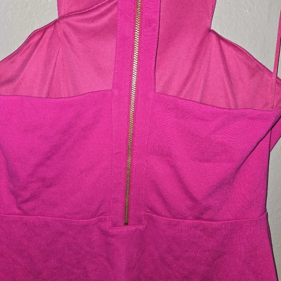 Express Bodycon Cocktail Fuchsia Pink Midi Dress Size 12 - Picture 5 of 12